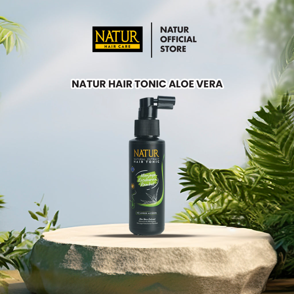 Natur Hair Tonic Aloe Vera 90ml – Terlaris! Rambut Lebat, Sehat & Kuat | Bebas Alkohol | Aroma Segar Alami