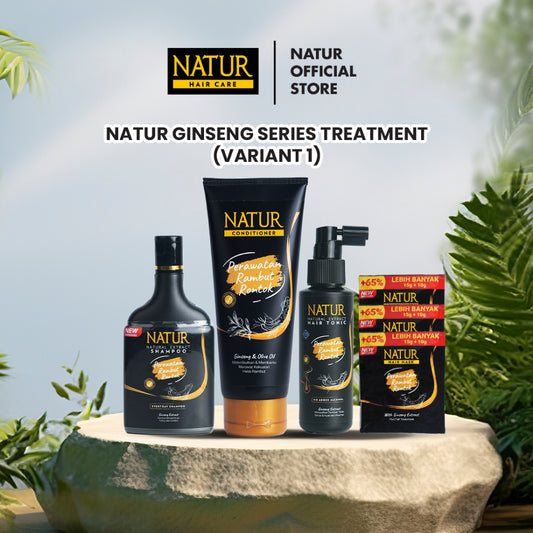 Natur Ginseng Series Treatment (Shampoo, Hair Tonic, Conditioner, Hair Mask) - Paket Lengkap Kombo Rambut Rontok / Anti Hair Fall / Menguatkan Akar Rambut
