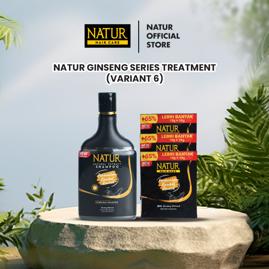 Natur Ginseng Series Treatment (Shampoo, Hair Tonic, Conditioner, Hair Mask) - Paket Lengkap Kombo Rambut Rontok / Anti Hair Fall / Menguatkan Akar Rambut