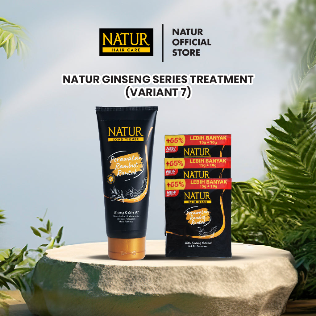 Natur Ginseng Series Treatment (Shampoo, Hair Tonic, Conditioner, Hair Mask) - Paket Lengkap Kombo Rambut Rontok / Anti Hair Fall / Menguatkan Akar Rambut