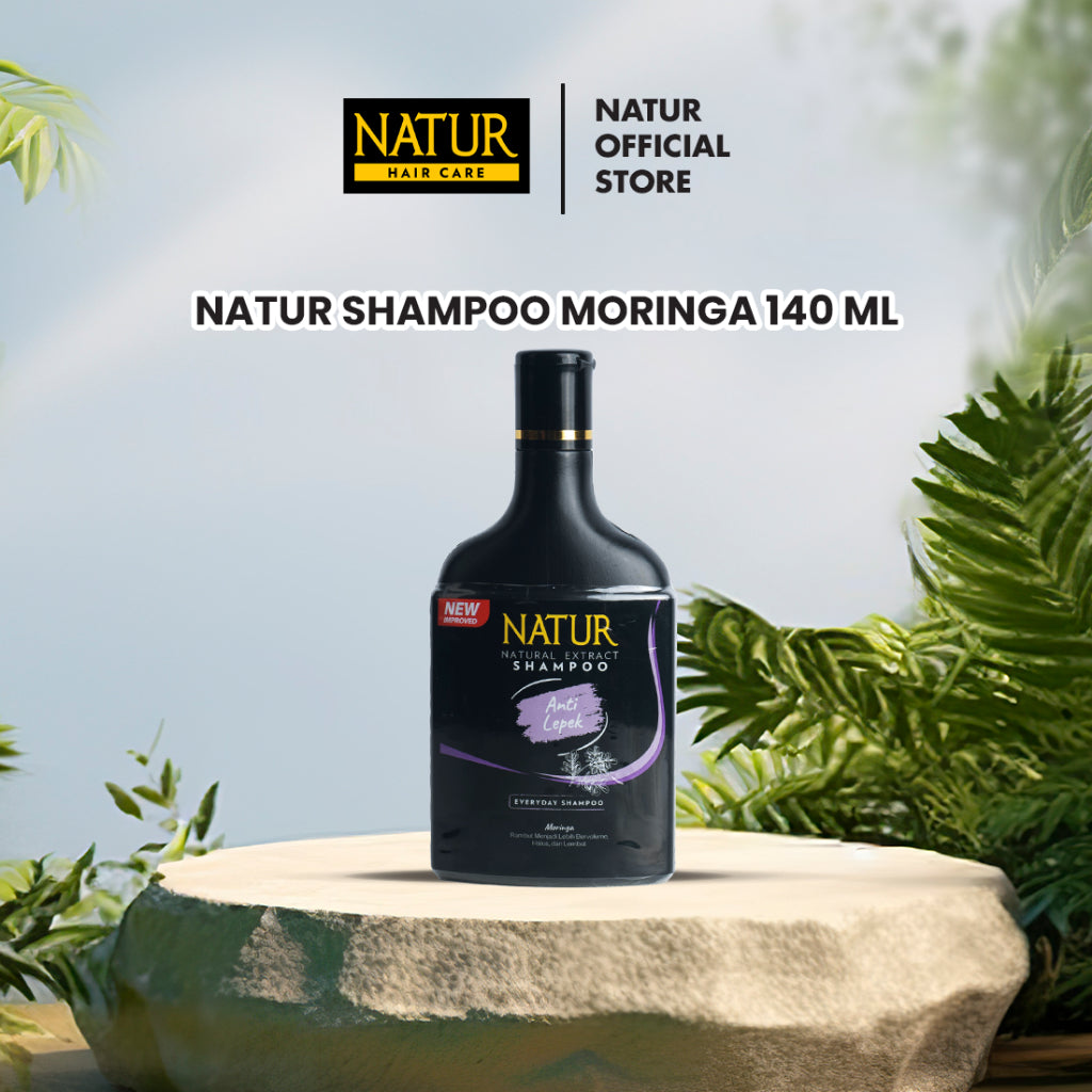 Natur Shampoo Moringa 140 ml - Sampo Perawatan Rambut Anti Lepek, Rambut Menjadi Lebih Bervolume, Halus, dan Lembut