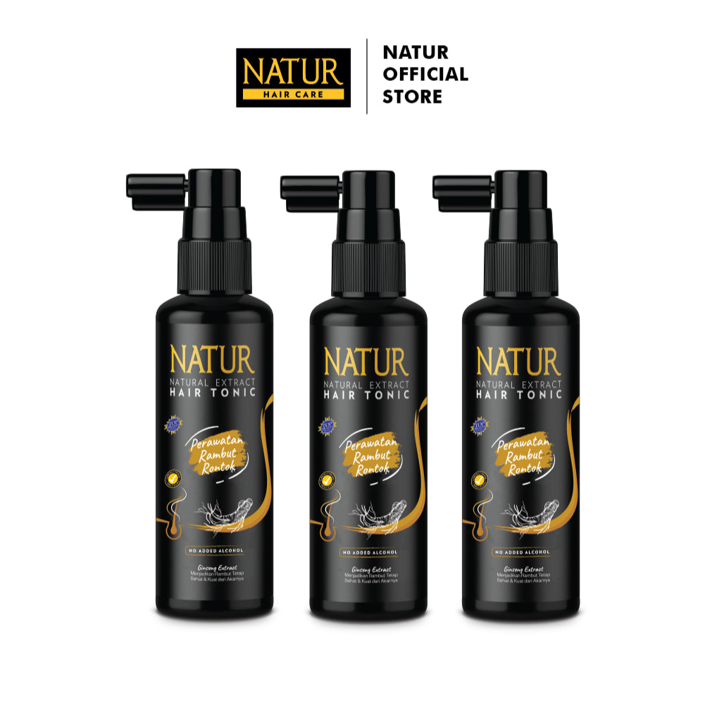 Triple Natur Hair Tonic Ginseng 90 ml - Tonic Mengurangi Rambut Rontok 3pcs / Anti Hair Fall
