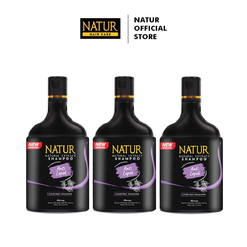 Triple Natur Shampoo Moringa & Sweet Almond Oil - Paket Sampo Melebatkan rambut 3pcs