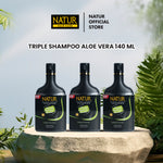 Triple Natur Shampoo Aloe Vera 140 ml - Paket Triple Sampo Menebalkan 3 pcs
