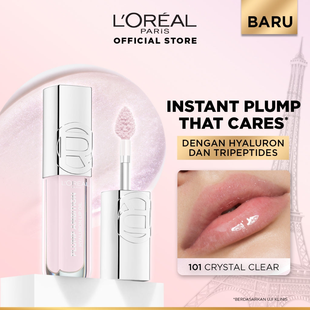 [BARU] L'Oreal Paris Plump Ambition Lip Oil - Instant Plump Hyaluronic Acid & Tripeptide Tahan Hingga 24 Jam, Bibir Plumpy & Lembab, Tidak Lengket | Lip Gloss Lip Plump