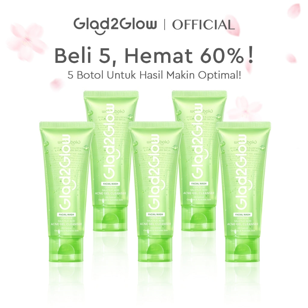Glad2Glow Centella Salicylic Acid Acne Gel Cleanser  facial wash skincare face wash sabun cuci muka cleansing balm exfoliating exfoliasi wajah sabun muka pembersih wajah merawat serta membantu menenangkan jerawat g2glow official store