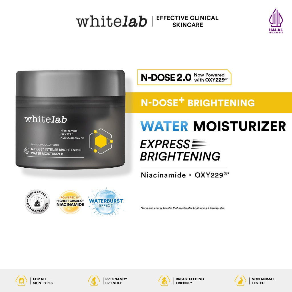 Whitelab Paket Wajah Brightening Niacinamide Facial Wash, Toner, Serum, Night Moisturizer - 4 pcs N-Dose+ 2.0 Skincare