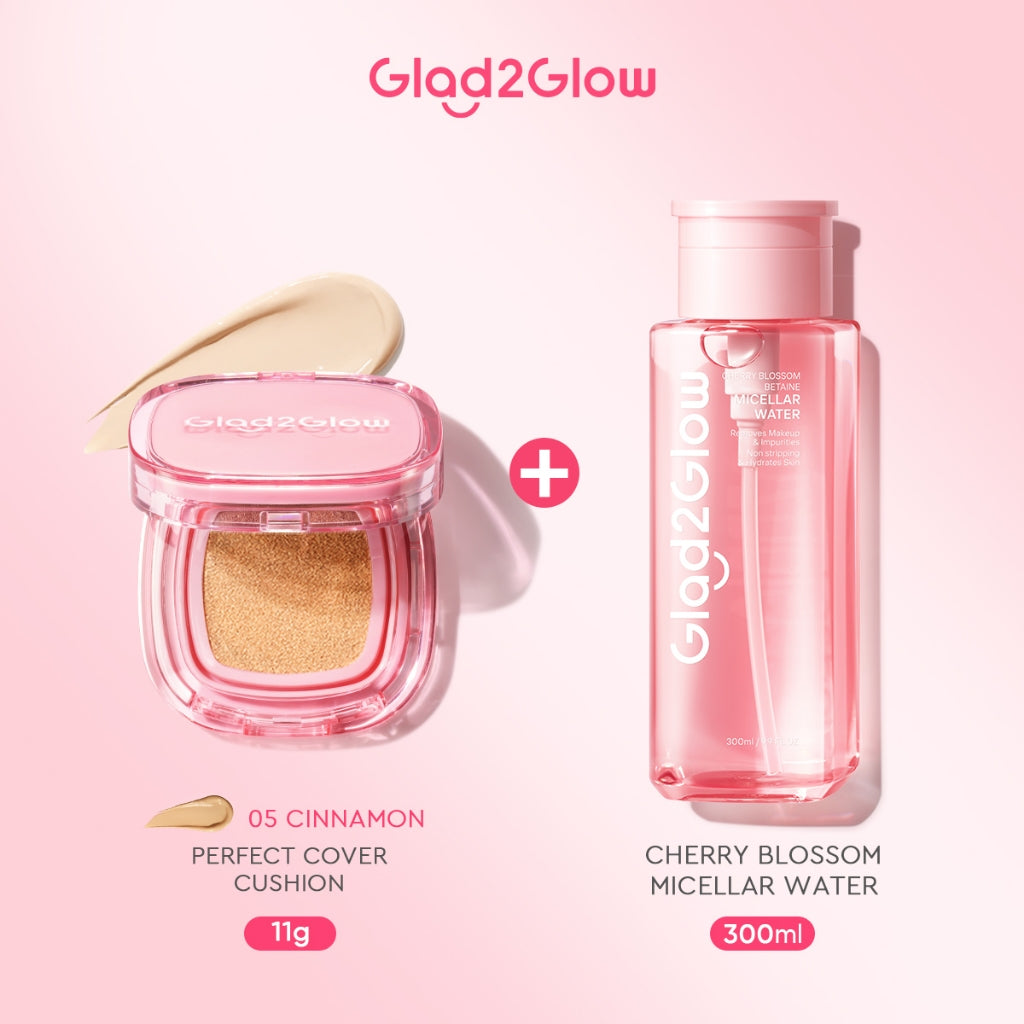 [ORDER NOW, HEMAT 35K]Glad2Glow Perfect Blurring Powder Foundation&Perfect Cover Cushion foundation  Setting waterproof Concealer Oil-Control matte Sweatproof Finish Poreless Highlighting Contouring Refill two way cake BB CC makeup g2glow official store