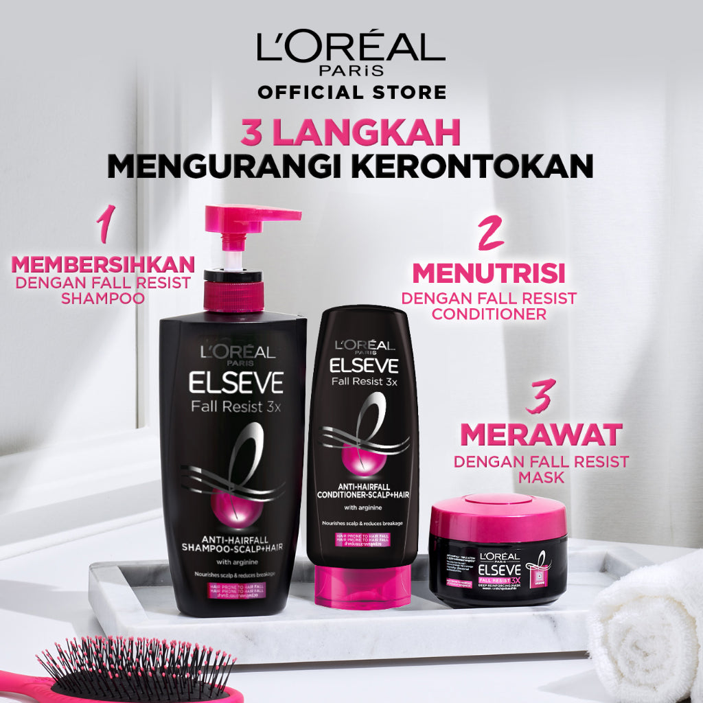 L'Oreal Paris Fall Resist 3x Anti-Hairfall Conditioner Scalp Hair Care dengan Arginine Protein - Rambut Rontok Berkurang hingga 97% 265ml