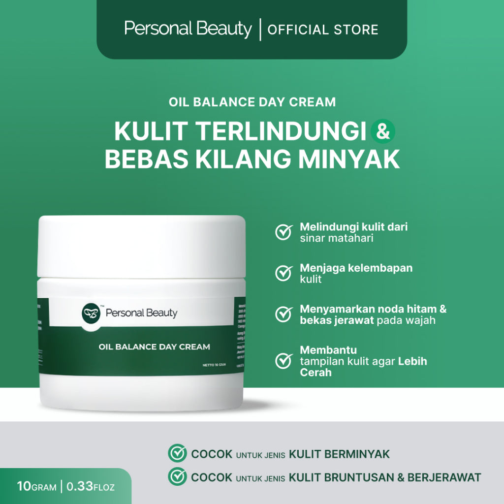 Oil Balance Day Cream Personal Beauty | Krim Siang Untuk Wajah Beruntusan dan Berminyak, Kulit Halus Bebbas Minyak dan Jerawat
