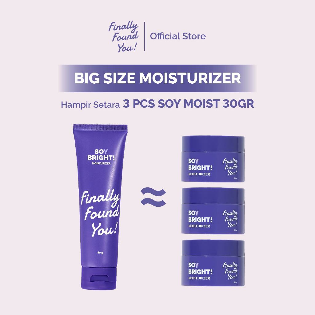 Finally Found You! BIG SIZE SOY BRIGHT! Moisturizer - 2in1 Primer Makeup dan Gel Pelembab Wajah Siang dan Malam untuk Semua Jenis Kulit