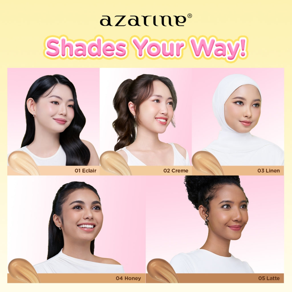 Azarine Perfect Makeup Prep! [3 PCS] Covermatte Cushion + Calm My Acne Sunscreen + Moisturizer Series Pelembab Wajah Cream Gel Facial Moisturizer Instant Moist Mencerahkan Kulit Kusam Berjerawat Sensitif Sunscreen Best Seller untuk Semua