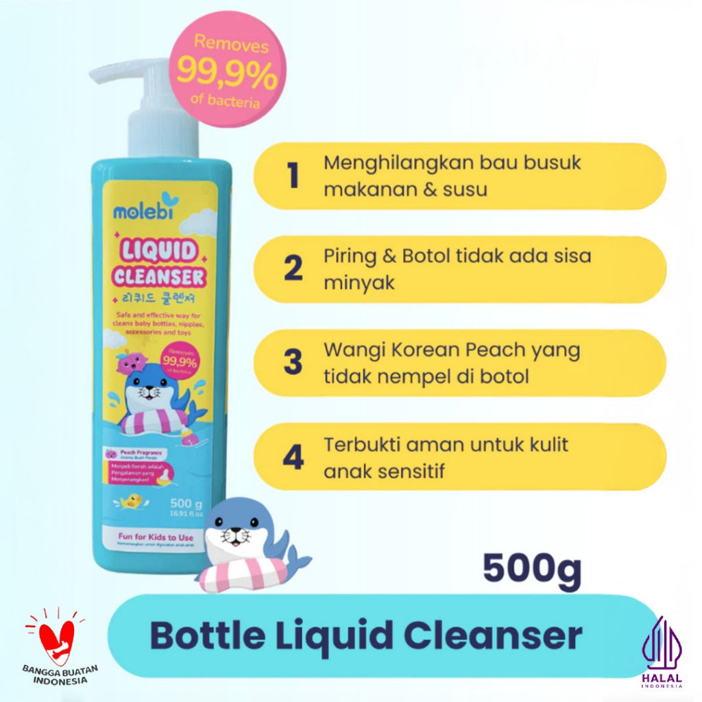Molebi Baby Liquid Cleanser - Sabun Cuci Piring & Pembersih Botol Bayi 500g - No Residue Technology