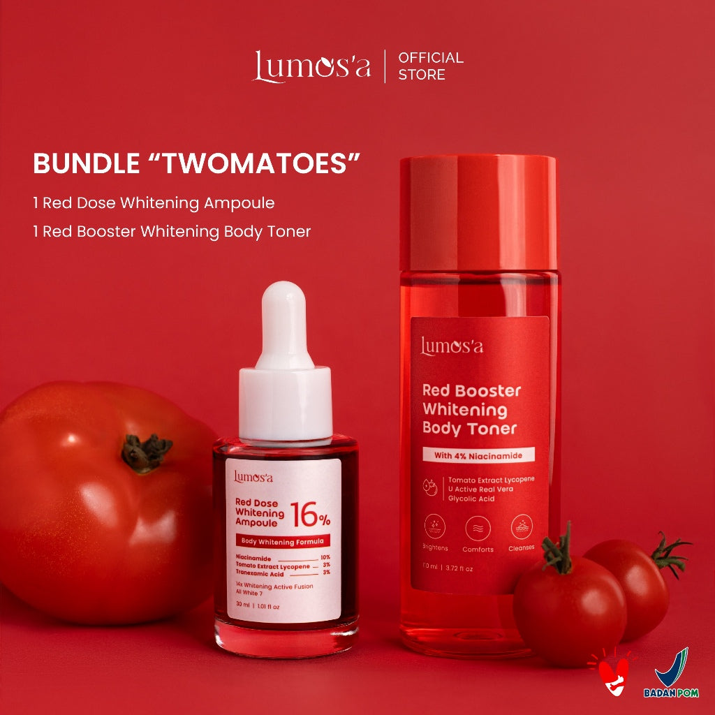 [BUNDLE 2] Lumos'a Red Dose Whitening Ampoule 30ml + Red Booster Whitening Body Toner 110ml