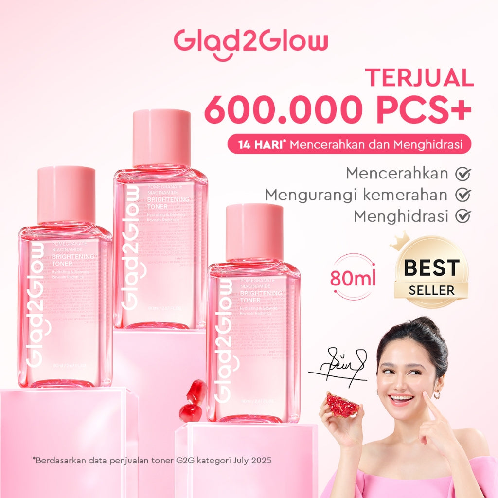 Glad2Glow Pomegranate Niacinamide Brightening Tonertoner badan face mist hydrating toner centellaToner eksfoliasi wajah glycocid acid glycolic acid combo brightening agent Mencerahkan dan meratakan warna kulit Memberikan efek glowing g2glow official store