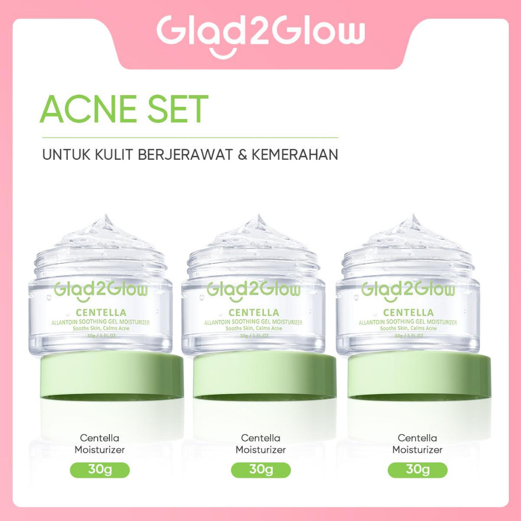 Glad2Glow Centella Water Gel Soothing Moisturizer Madeca Cream Berjerawat Acne Cica Pelembab Wajah 100g  Menenangkan kulit Mengurangi kemerahan Mengontrol minyak Mengobati kulit berjerawat Menjaga g2glow official store