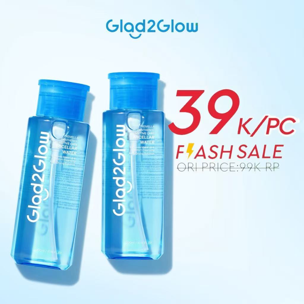 [READY STOCK]Glad2Glow Micellar Water 300ml cleansing oil cleansing balm micellar centella salycilic acid remover pembersih double cleansing pembersih make up make up remove cleanface facial  Menghilangkan jerawat Penghapus riasan g2glow official store