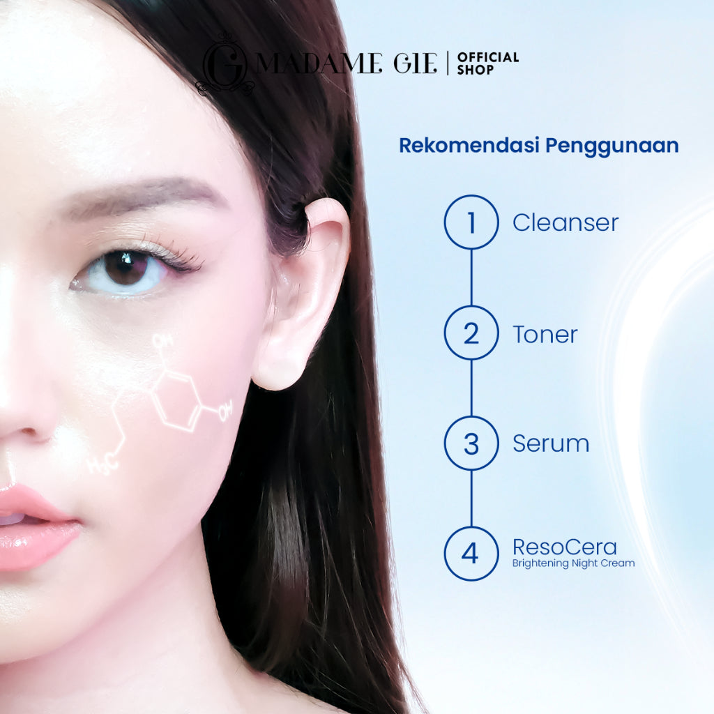 Madame Gie ResoCera Brightening Night Cream | Krim Malam Pencerah Wajah, Atasi Flek Hitam & Bekas Jerawat | Triple power formula Brightening, Hydrating & Soothing | Menjaga Skin Barrier Sehat & Melembapkan Kulit
