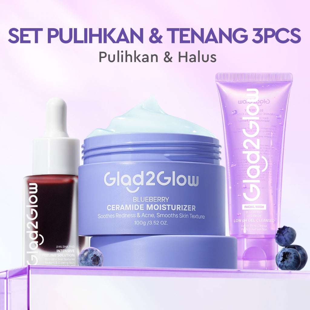 [Big Size]Glad2Glow Blueberry Moisturizer 100g 5% Ceramide Menjaga Skin Barrier Perawatan Wajah Mencerahkan wajah Menjaga kelembapan kulit Penyerapan cepat Pelembab wajah Esensi wajah Produk perawatan kulit Perawatan wajah g2glow official store