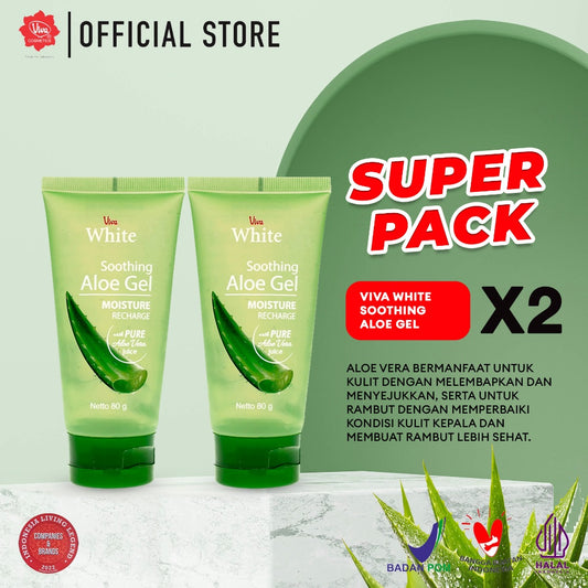 [Super Pack !!!] Viva White Soothing Aloe Gel with Pure Aloe Vera Juice 80gr – (2 Pcs)
