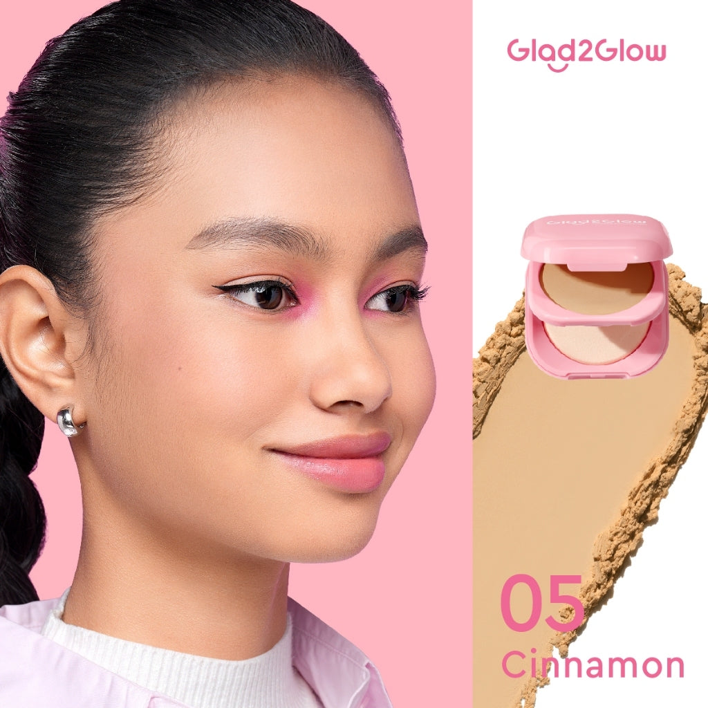 Glad2Glow Perfect Blurring Powder Foundation waterproof setting two way cake TWC Mengandung squalane dan vitamin E concealer pengontrol minyak meratakan warna kulit bantalan udara yang menjaga kelembapan alas bedak krim BB concealer g2glow official store