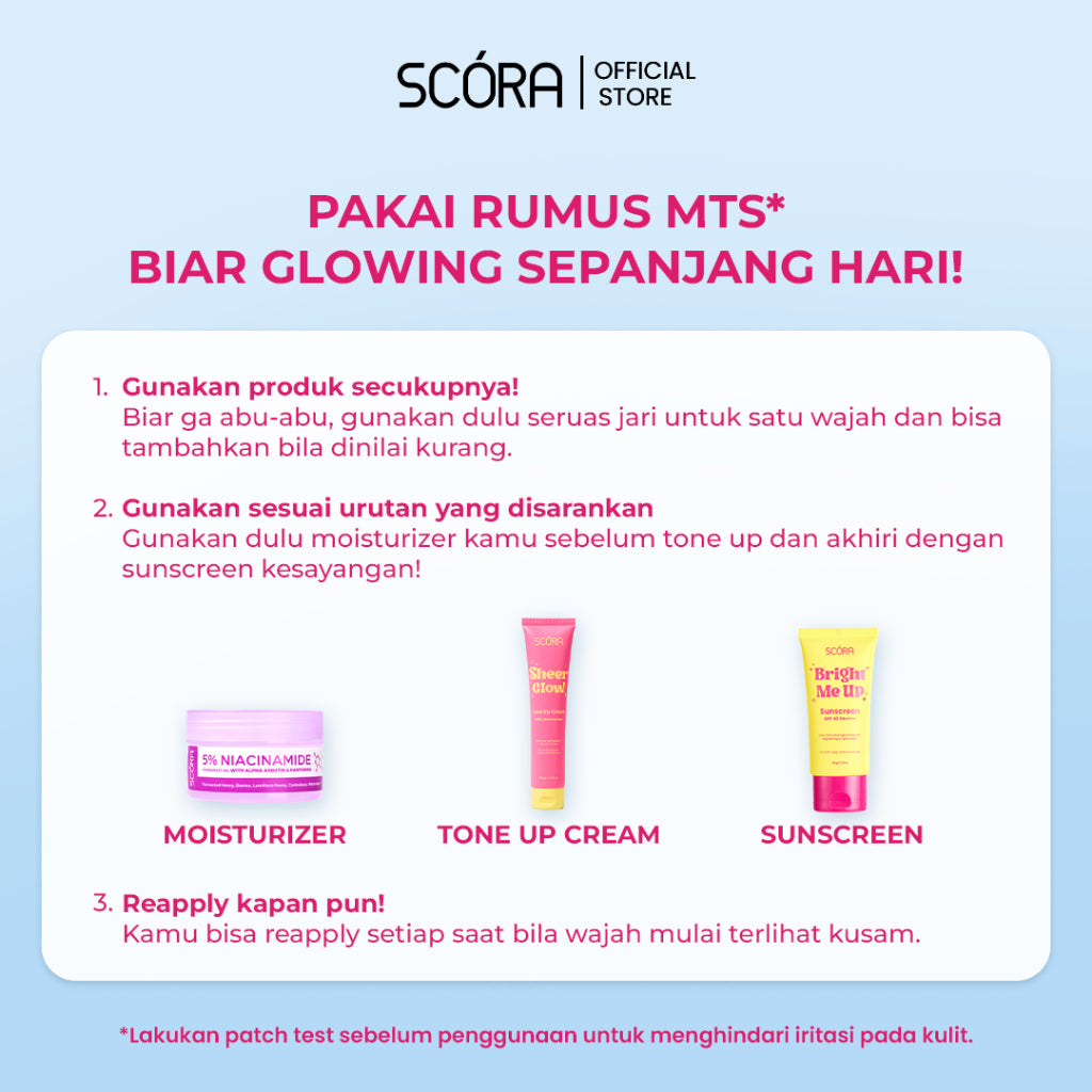 [READY] SCORA Bright Me Up Sunscreen 40 gr Sunblock Mencerahkan Melindungi UV Menyerap Cepat Glowing Sepanjang Hari