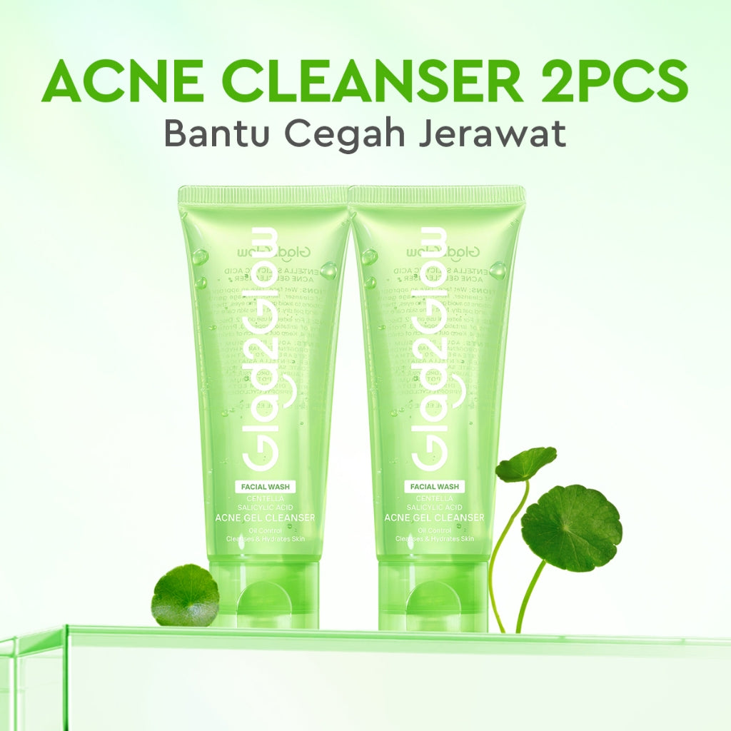 Glad2Glow Centella Salicylic Acid Acne Gel Cleanser  facial wash skincare face wash sabun cuci muka cleansing balm exfoliating exfoliasi wajah sabun muka pembersih wajah merawat serta membantu menenangkan jerawat g2glow official store