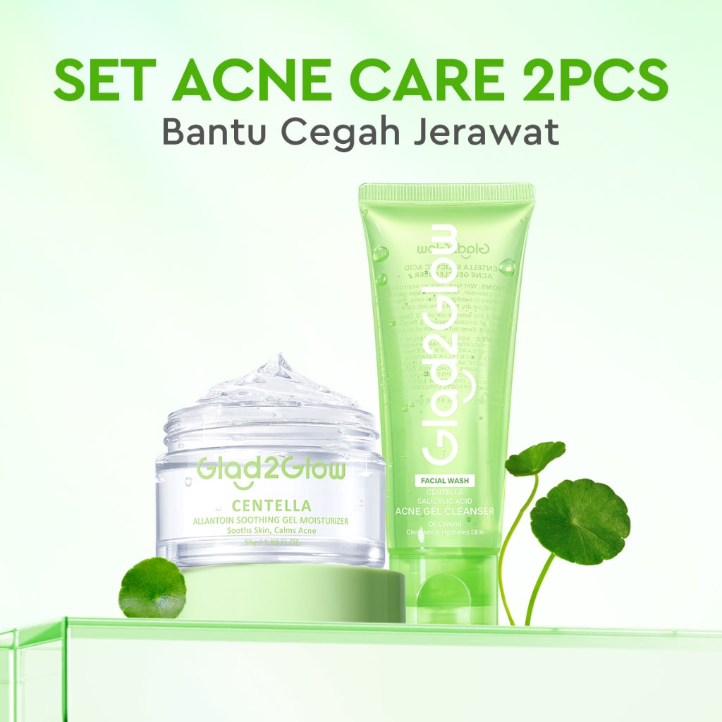 Glad2Glow Centella Salicylic Acid Acne Gel Cleanser  facial wash skincare face wash sabun cuci muka cleansing balm exfoliating exfoliasi wajah sabun muka pembersih wajah merawat serta membantu menenangkan jerawat g2glow official store