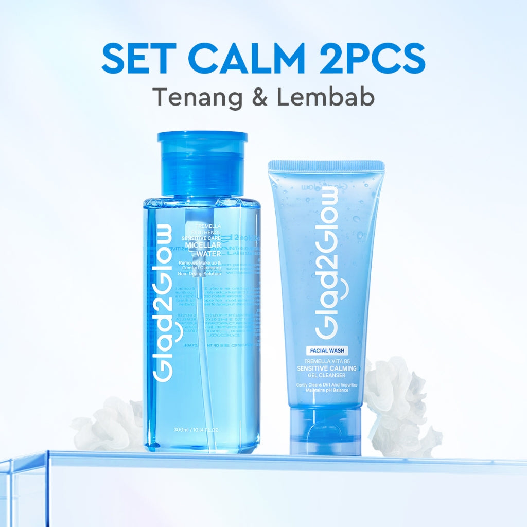 GLAD2GLOW Tremella Panthenol Sensitive Care Micellar Water-300ml Pembersih Wajah Make Up Remover Cleansing Water Membersihkan makeup waterproof dan kotoran Menenangkan dan menghidrasi kulit Tidak terasa lengket setelah membersihkan g2glow official store