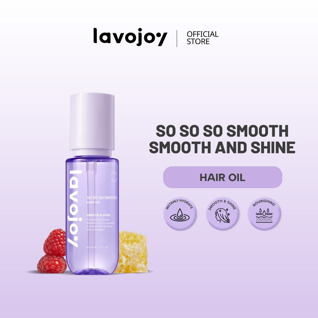 Lavojoy So So So Smooth Hair Oil 80ml  – Hair Oil Rambut Kering & Kusut, Melembutkan, Mengurangi Rambut Mengembang, Perlindungan Rambut Dari Panas Berlebih, Dengan 9 Natural Oils & Vitamin E