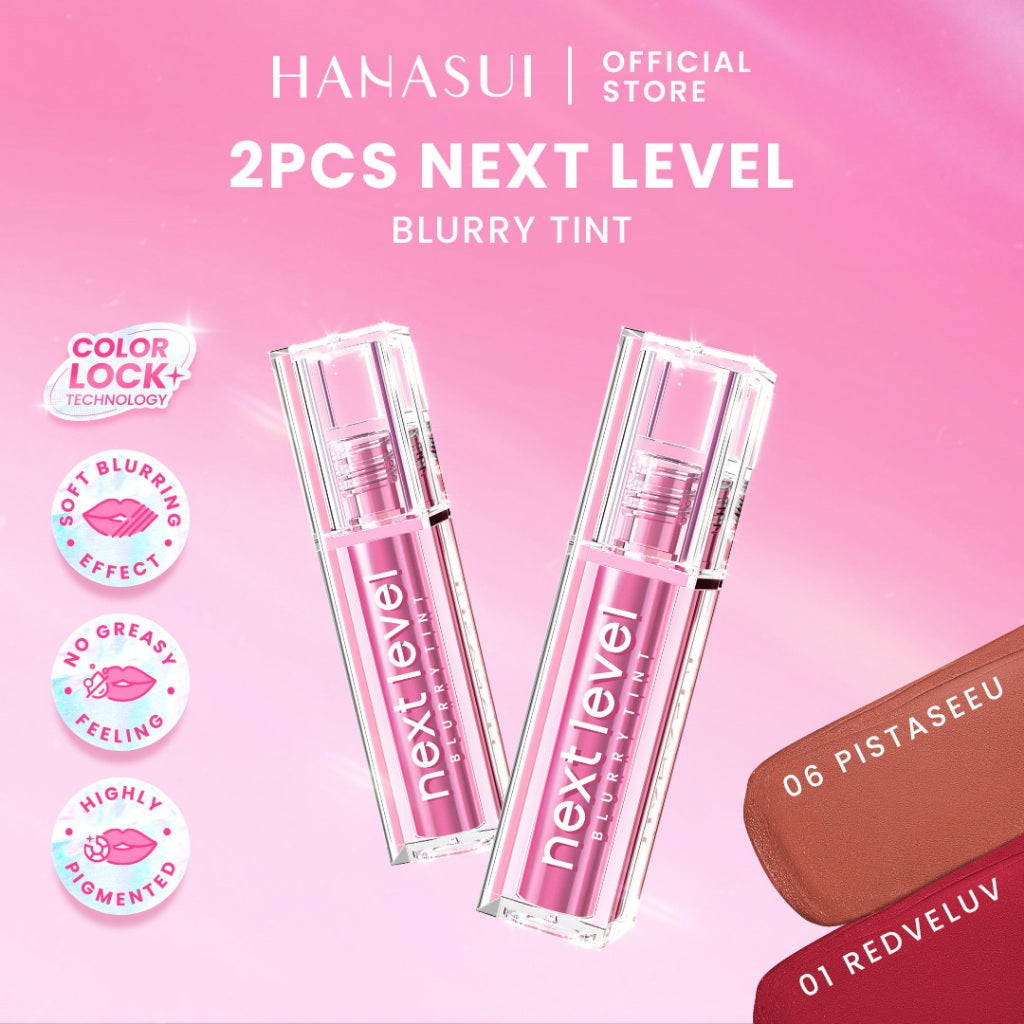 [Twinpack] Hanasui Next Level - Blurry Tint Bouncy Blush Butter Balm Liplast Cream Lip Tint Tahan Lama Velvet Finish Longlasting Bounce Tinted Balm Melembabkan Pigmented Matte Finish