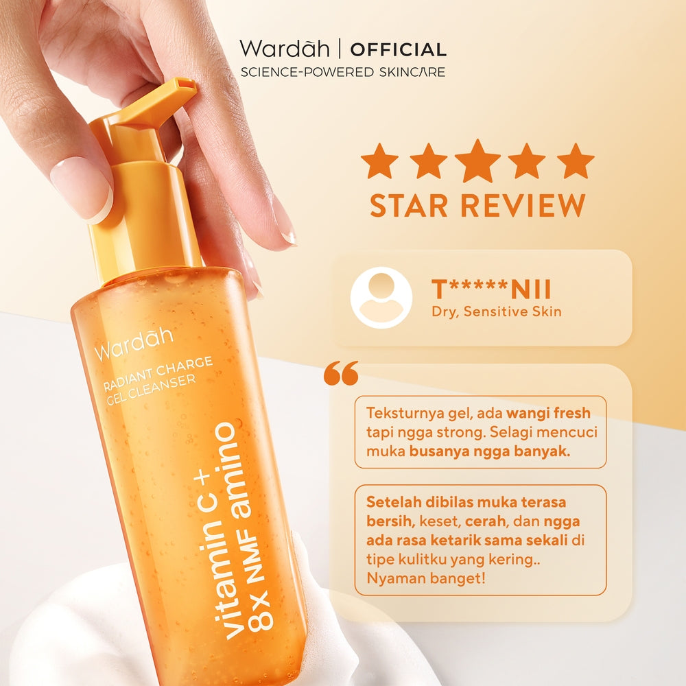 [New!] WARDAH Amino Gel Cleanser Vitamin C + 8X NMF Amino 120 mL - Sabun Cuci Muka Low pH untuk Kulit Kusam Dry Kering Senstive - Face Wash Membersihkan Mencerahkan Melembapkan Kulit - Kulit Sensitive - Pembersih Wajah - Facial Wash - Sabun Cuci Muka