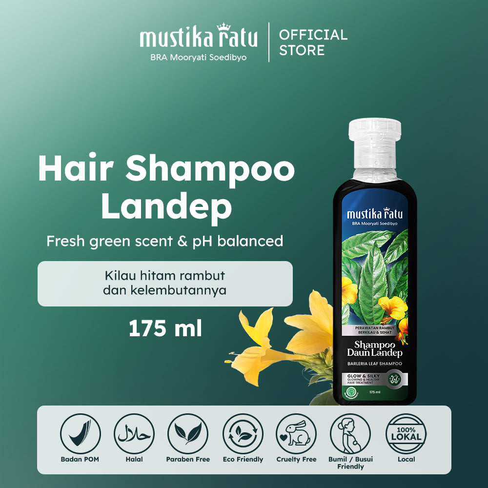Mustika Ratu Shampoo Daun Landep 175ml miliki rambut berkilau alami