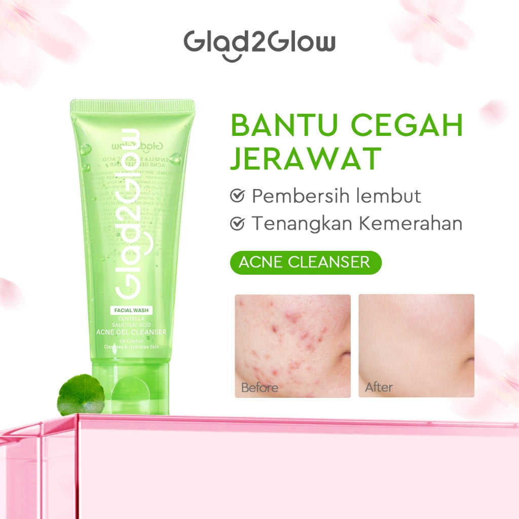 Glad2Glow Facial Cleanser Series-Facial Wash Low PH Gel Centella Mencerahkan Pencerah Wajah Anti Jerawat Penuaan Hilangkan Flek & Tenangkan face wash Pembersih Wajah Membersihkan kotoran dan minyak Menjaga pelindung kulit Mengobati g2glow official store