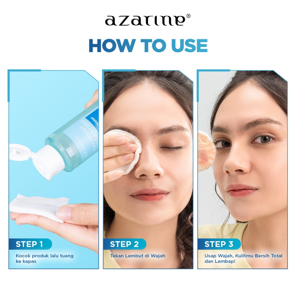 [BAYAR 1 DAPAT 2] Azarine Calmoist Hydrating Micellar Water 90 ml Pembersih Wajah Daily Make Up Untuk Semua Jenis Kulit dengan PENTAVITIN™ Make Up Remover