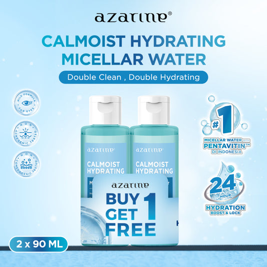 [BAYAR 1 DAPAT 2] Azarine Calmoist Hydrating Micellar Water 90 ml Pembersih Wajah Daily Make Up Untuk Semua Jenis Kulit dengan PENTAVITIN™ Make Up Remover