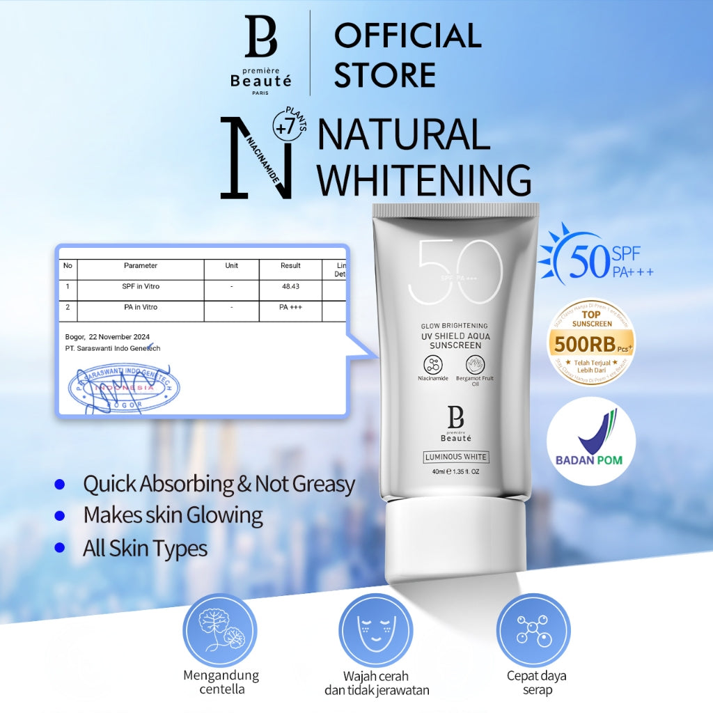 PREMIERE BEAUTE Sunscreen SPF 50 PA+++ 40ml wajah UV Shield Sun protect sun block Suncreen whitening Oil Control Hydrating & Revitalizing Oily skin