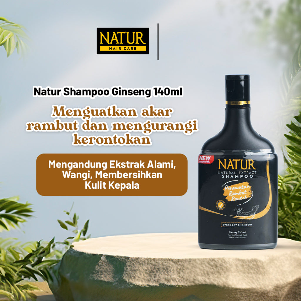 Natur Hair Fall Treatment - Paket Perawatan Haircare dengan Extract Ginseng dan Argan / Anti Hairfall (Anti Rambut Rontok) / Menguatkan serta memberi nutrisi / Vitamin Akar Rambut (Sampo, Hair Tonic, Conditioner) Shampoo & Conditioner