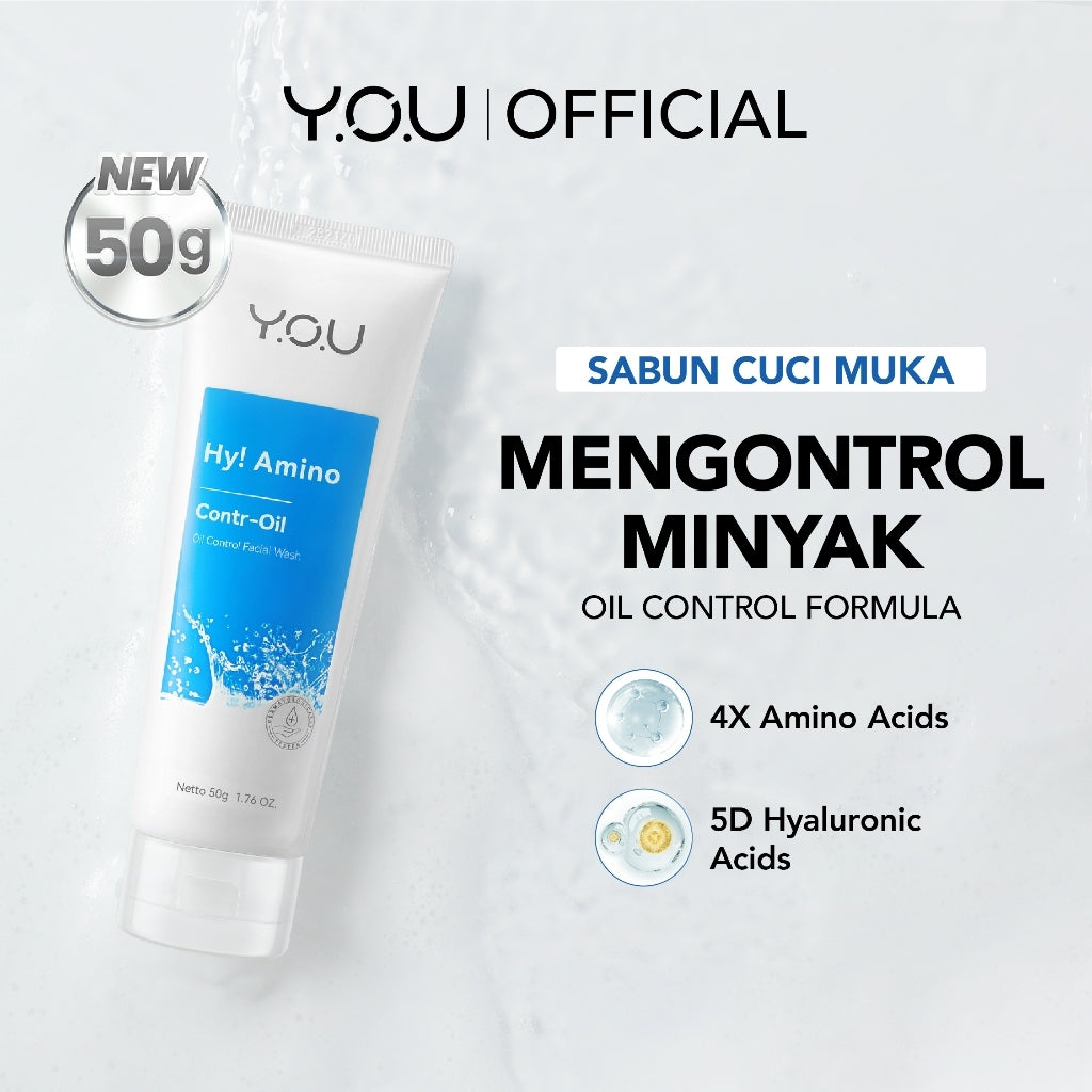 YOU Hy! Amino Contr-Oil Oil Control Facial Wash 100gr Kulit Berminyak Glycolic Acid