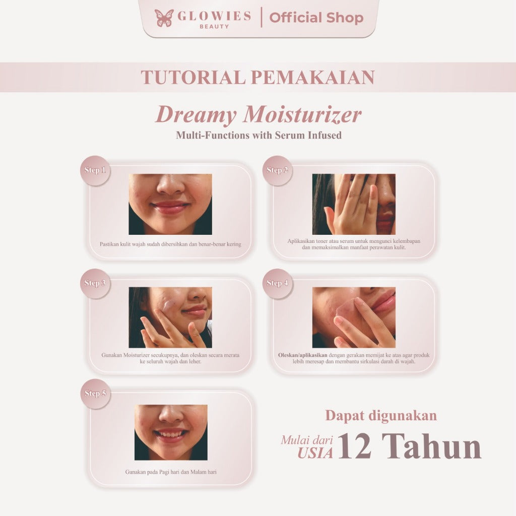 [DR. INCOGNITO APPROVED] Glowies Beauty Dreamy Moisturizer isi 80ml with korean Formulation 7% Azeclair 6% Niacinimide Alpha Arbutin 5x Ceramide membantu Mencerahkan Kulit Menghilangkan jerawat PIE PIH Memperbaiki Skin Barrier Acne Repair Non Comedogenic