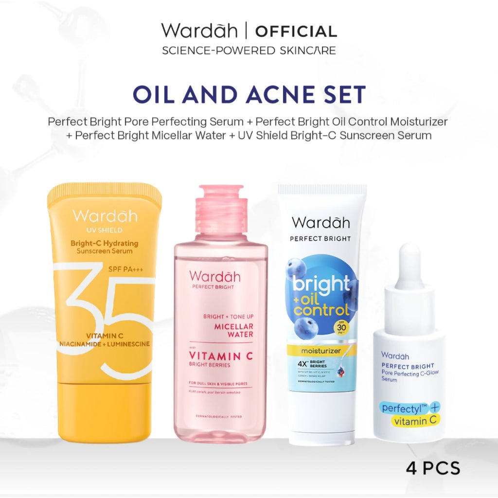 WARDAH Perfect Bright Perfectyl + Vitamin C Pore Perfecting C-Glow Serum - Micro Peeling Serum-Mencerahkan dan Menghaluskan kulit serta Mengecilkan Pori-Pori, Wajah Kusam, Berminyak, Berjerawat - Skincare