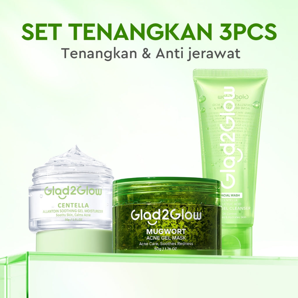 Glad2Glow Mugwort Acne Gel Mask 50g Masker Wajah Masker Komedo dan Pori Pori Wajah Masker Mask Sleeping Mask Sheetmask Clay Masker Jerawat Masker Clay Mask Mugwort Masker Hijau Masker Organik Gel Masker G2G masker wajah mencerahkan G2glow Official