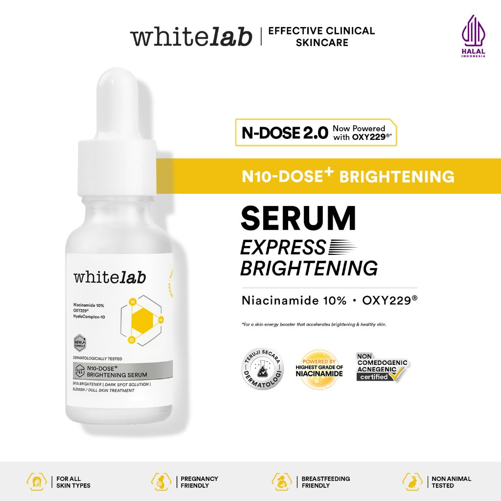 Whitelab Paket Wajah Brightening Niacinamide Facial Wash, Toner, Serum, Day & Night Moisturizer - 5 pcs N-Dose+ 2.0 Skincare