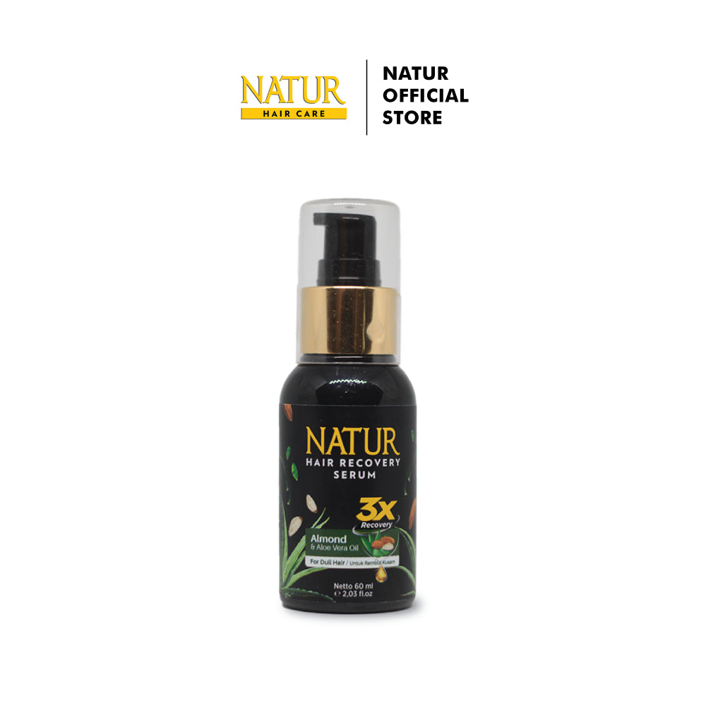 Natur Hair Recovery Serum Almond & Aloe Vera Oil 60 ml - Paket Menyembuhkan Rambut Rusak