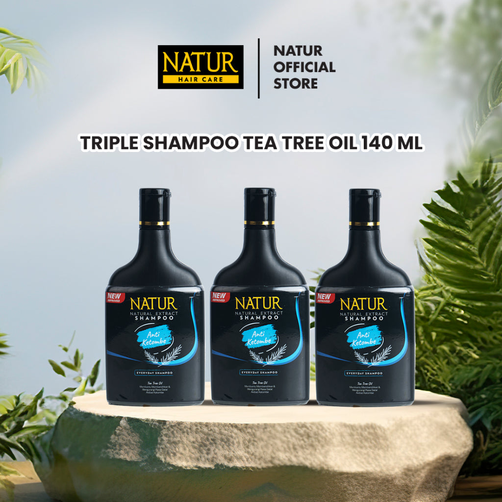 Triple Natur Hair Shampoo Anti Dandruff 140 ml - Paket Sampo Anti Ketombe 3pcs