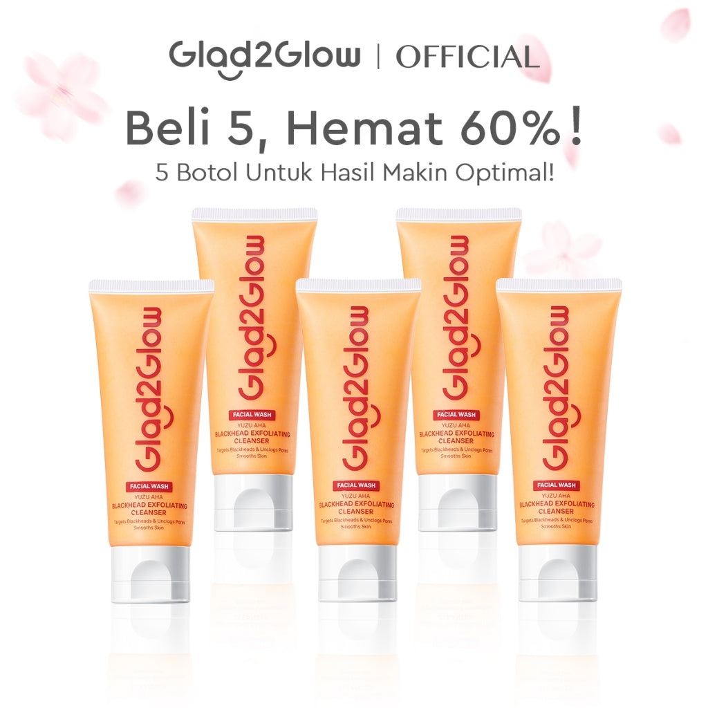 Glad2Glow Yuzu Aha Blackhead Exfoliating Cleanser facial wash skincare face wash sabun cuci muka cleansing balm exfoliating exfoliasi wajah sabun muka pembersih wajah Yuzu Aha Blackhead Exfoliating Cleanser Eksfoliasi secara lembut g2glow official store