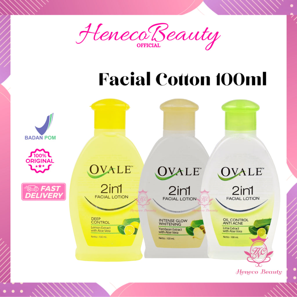 OVALE 2in1 Facial Lotion Cleanser 100ml - Ovale Pembersih Wajah Sekali Usap/HenecoBeauty