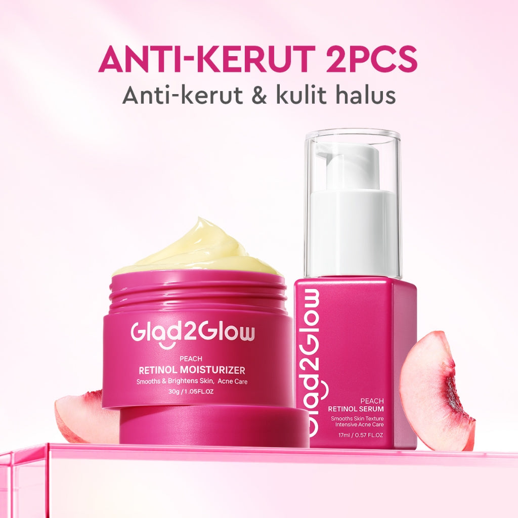 Glad2Glow Peach Retinol Serum aging serum skincare serum wajah Anti-kerut kulit halus Eksfoliasi Pulihkan Serum brightening glowing skin serum mencerahkan wajah exfoliasi wajah pelembab Membantu mencegah tanda-tanda penuaan dini glad2glow official store