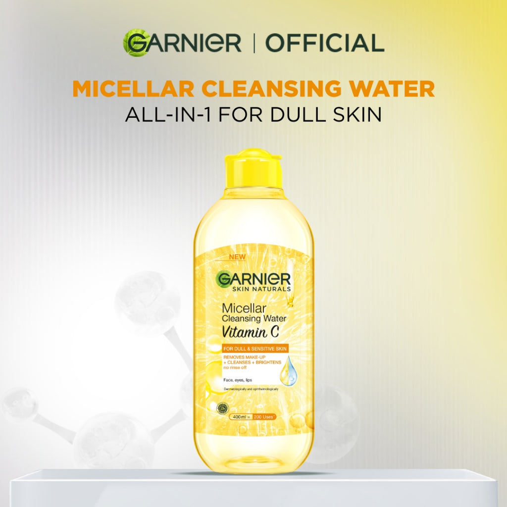 GARNIER Micellar Water Vitamin C Skin Care 125ml 400ml Skincare Cleansing - Pembersih Wajah & Make up untuk Kulit Kusam Micellar Cleansing Water