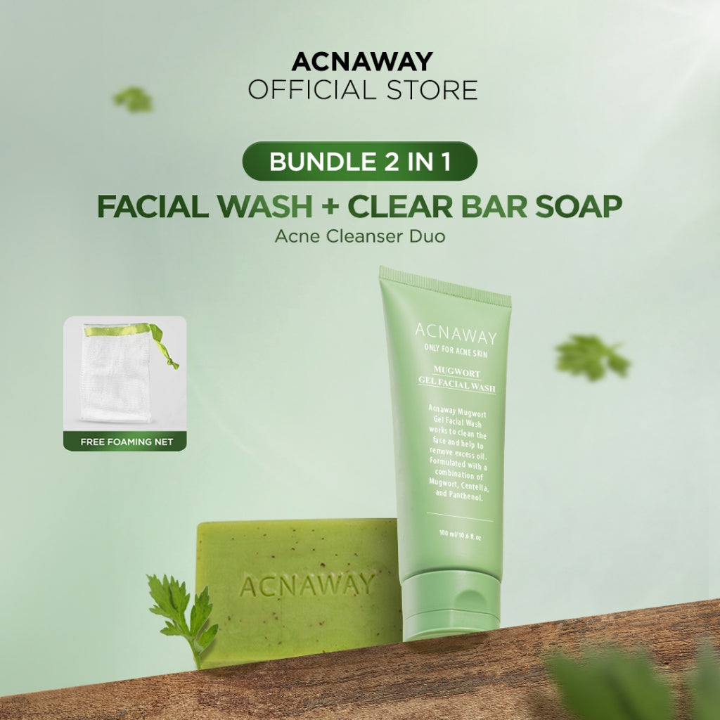 ACNAWAY Mugwort Acne Clear Bar Soap - Sabun Organik Natural Acne Soap untuk Jerawat Badan Tanpa Paraben & Alkohol with Sulfur Calamine Herbal